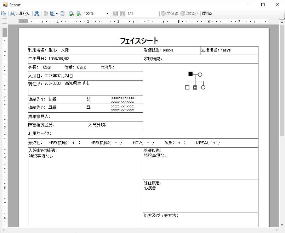 フェースシート/ADL